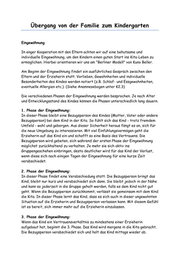 Übergang Familie- Kindergarten